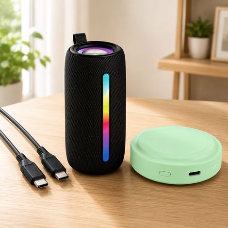 Set di accessori per la ricarica usb c 3 pezzi cavo usb c pd da 60 w altoparlante bluetooth rgb e power bank magsafe 221618766 (1/5)