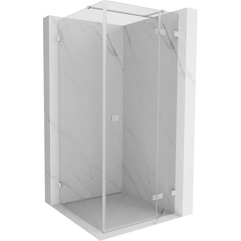 Mexen Lunar T rechts öffnende Duschkabine 90 x 90 cm, transparent, gebürsteter Nickel - 834T-090-090-97-00-P (1/5)