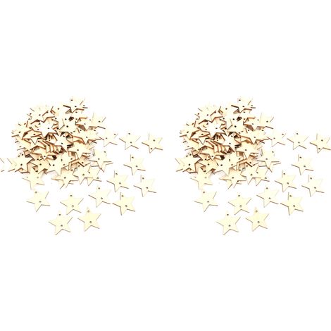 100 Ornements Bois 2 Packs 35mm Pentagramme à Double Trou pour Décorations de Noël et Bricolage Maison (1/5)