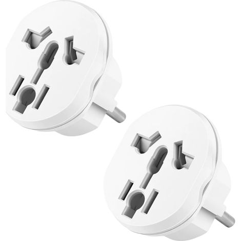 Adaptateur Prise USA vers France 2 Pièces, Adaptateur Prise Universelle Adaptador de Viaje Internacional, Convertidor de Enchufe EU pour UK, USA, Chine, la Suisse ect, Matériau Ignifuge PC (1/5)