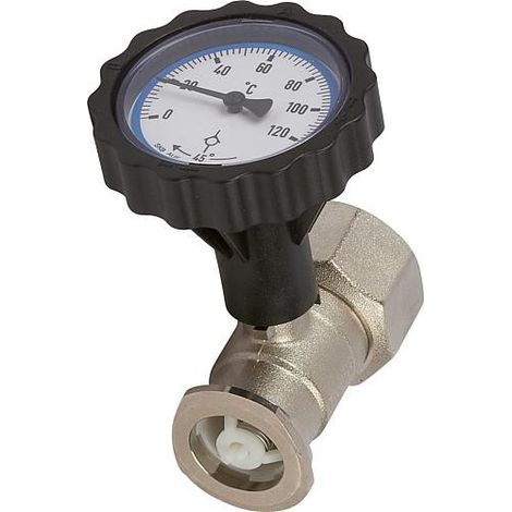 RL-robinet bois- sphe- bride de pompe 11/4" avec poignée thermometre bleu et frein de gravite