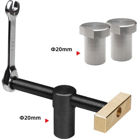 Lot de 1 Etau Etabli Avec 2 Bench Dog, Serre Joint Menuisier pour Trous de Banc de 20 mm, Pince Etau Positionnement, Clip de Bureau Réglable, Accessoire Etabli pour Fixation Rapide (1/4)