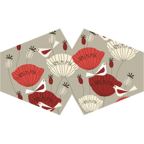Couvre-visage mode réutilisable - Coquelicots orientaux (Adulte)- Vendu par 1 (1/4)