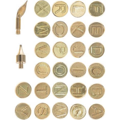 Embout de Brûlage Outil de Sculpture Créative Alphabet en Cuivre 1 Set pour Pyrogravure sur Bois et Cartes pour Loisirs et Travail du Bois (1/5)