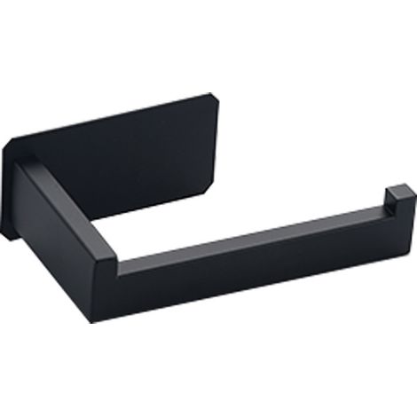 Sollbry Portarrollos de papel higiénico de acero inoxidable, original, sin perforaciones, color negro, adhesivo 3M, ideal para decoración de baño y WC. (1/4)