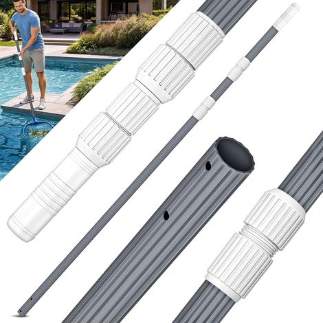 Barre Télescopique en Aluminium 1,20-3,60 m Perche Alu Régable et Extensible per Nettoyage de Piscine, Surfaces avec 3 Parties (Anthracite) (1/5)