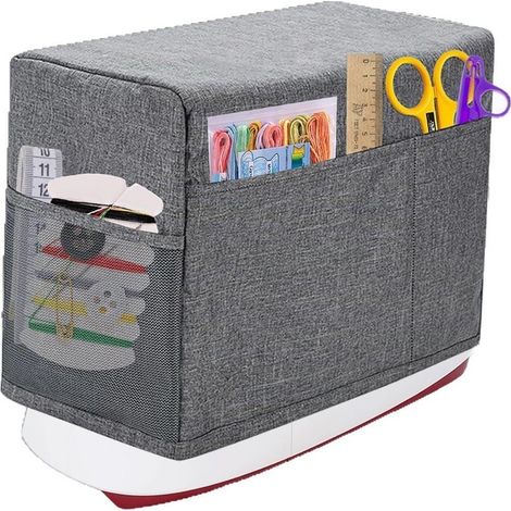 Funda protectora para máquina de coser con bolsa de almacenamiento, cubierta antipolvo compatible con la mayoría de las máquinas Singer y Brother estándar (Gris)