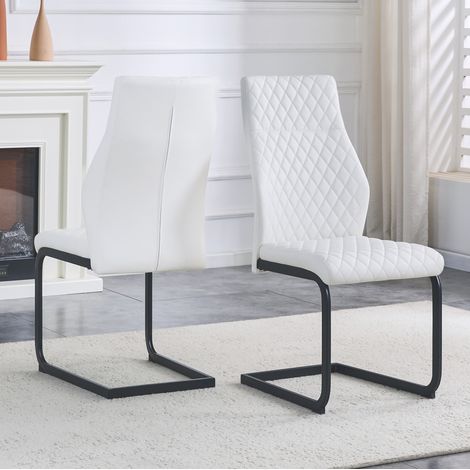 Set di 2 sedie da pranzo bianche e nere, schienale alto, 43 x 63 x 100 cm DESVIAE (1/5)