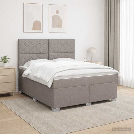 vidaXL Lit boxspring avec matelas Taupe 140 x 200 cm Tissu (1/5)