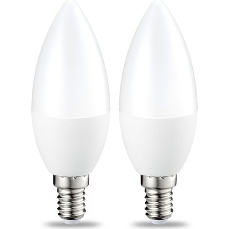 Lot de 2 petites ampoules LED en forme de flamme Culot Edison à vis E14 5 W (équivalent 40 W) Blanc chaud Intensité non variable (1/4)