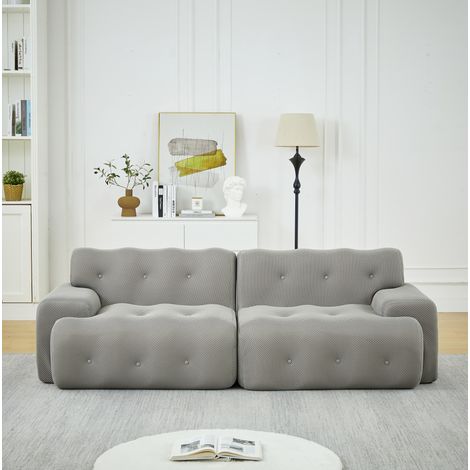 Divano 2 posti 224x104x66 cm in tessuto grigio, modulare, per soggiorno, senza montaggio FloraGrace (1/5)