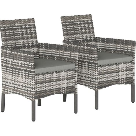 Set di 2 sedie da giardino in polyrattan grigio con cuscini removibili (1/5)