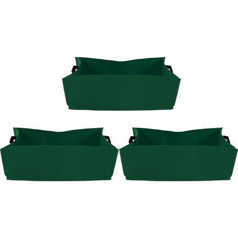3 Sacs de Culture Épais Non Tissés pour Légumes - Bacs de Jardinage avec Poignées, 60x30x20cm Vert Gazon (1/5)