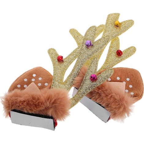 Décoration 1 paire de bois de renne pour femme, ornement en peluche multicolore compatible avec la moto (1/5)