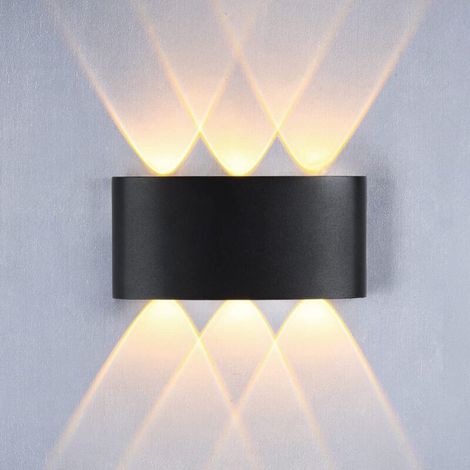 Applique murale LED moderne 6 W, éclairage direct vers le haut et vers le bas, veilleuse pour salon, véranda, patio, garage, blanc chaud