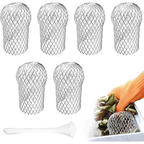 6Pcs Crapaudine de Gouttière Grille, Aluminium Filtre Gouttiere Anti Feuilles pour Tuyaux de Toit Pluvial pour Filtrer les Feuilles Branches (1/5)