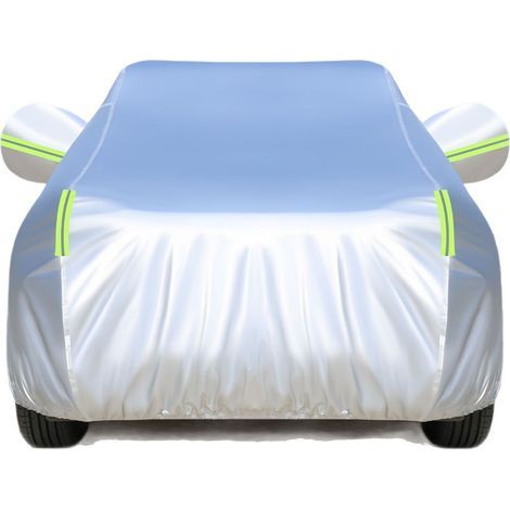 Housse de voiture extérieure Imperméable, résistante aux UV, au vent et à la poussière Avec fermeture éclair latérale Housse de voiture 450 x 190 x 160 cm Argent (SUV compact) (1/5)