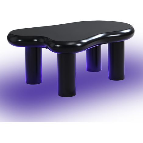 Mesa de centro negra con forma de nube en MDF, iluminación LED y cajón (1/5)