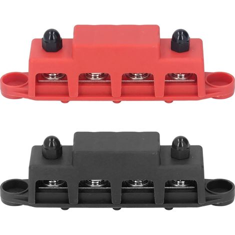 CCYKXA2 Pièces Bloc de Distribution M8 48V 250A Barre Omnibus 4 Bornes en Laiton Rouge Noir pour Voitures Camping Cars Bateaux (1/5)