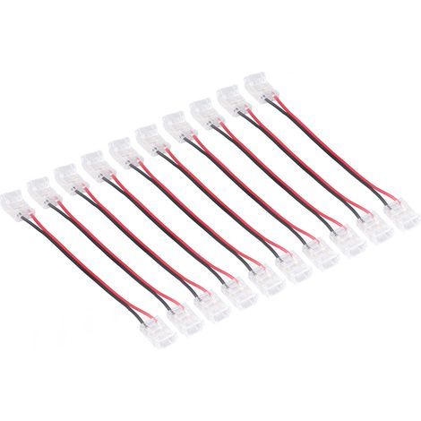 Lot de 10 connecteurs pour ruban LED COB, 2 broches, en polycarbonate, largeur 10 mm, double tête, rallonge pour ruban LED.