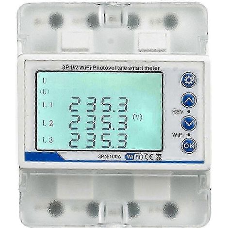 Compteur d'énergie intelligent bidirectionnel Tuya WiFi 3 phases 380 V 100 A avec relais de protection contre les surtensions et les sous-tensions (1/4)