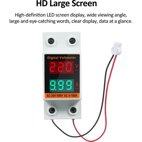 Digital Single Phase Energy Meter with Transformer Multifunction Din Rail Power Meter AC20V500V 099.9A Voltmeter Ammeter Voltage Amps Multimeter