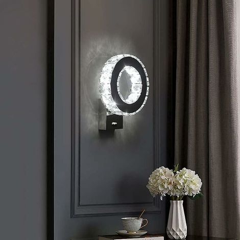 Applique Murale LED Intérieure, Lampe Murale en Cristal, 12W Lumière Blanche Froide 6000K Design Moderne Décoration Luminaire Mural pour Salon Chambre Couloir Salle de Bain 24x20x10CM
