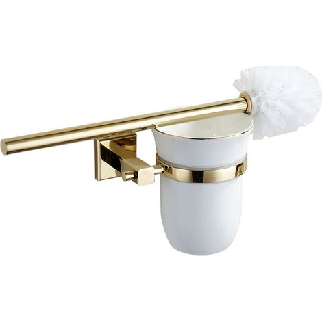 Exklusiver WC-Bürstenhalter aus Edelstahl Badezimmer-Trinkglashalter, Toilettenbürstenhalter, Toilettengarnitur, Gold (1/3)