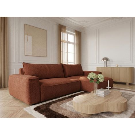 BOBOCHIC - Canapé d'angle réversible convertible HONORE tissu chenille   Orange (1/5)