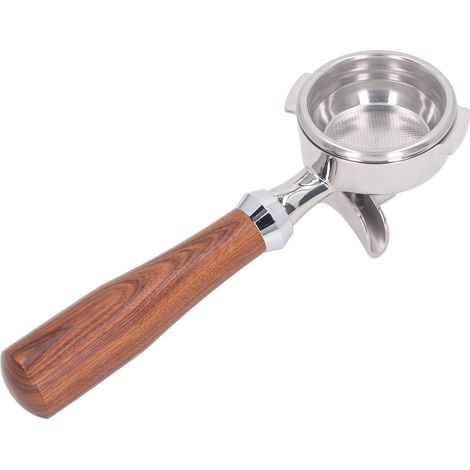Porte-filtre double bec 58 mm pour machines à café Nuova, panier-filtre en acier inoxydable, poignée en bois massif, style E, en séquoia (1/5)