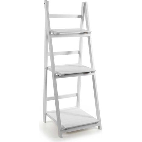 SCALA PORTA ASCIUGAMANI 41X38X110 CM IN LEGNO BIANCO A 3 RIPIANI (1/2)