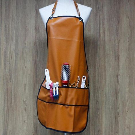 Friseurschürze, orangefarbener Umhang (1/2)