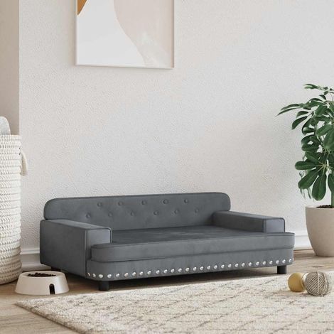 Lit pour chien Canapé chien  design scandinave gris foncé 90x53x30 cm velours 36864