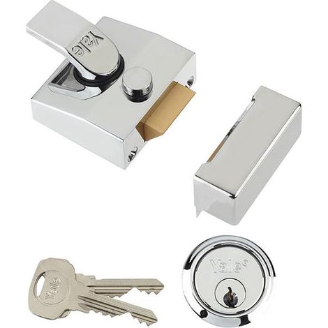 Yale Deadlocking Nightlatch with 85mm Backset, Chrome Finish, Suitable for 40mm Doors, Model YAL85CHCH
