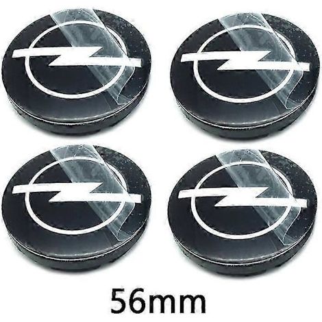 4 Radkappen (56 mm, 59 mm, 60 mm, 64 mm und 68 mm) für Opel Astra, Mokka, Insignia, Zafira, Corsa und Tigra (mit Emblem, Logo, Emblem). 4 Stück, 56 mm, schwarz.