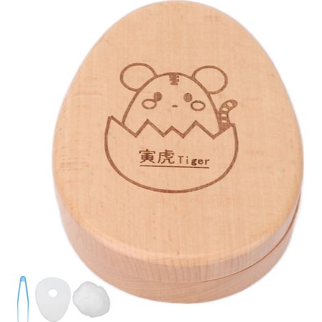 Boîte à dents de lait bébé motif tigre, coffret en bois pour conserver dents, organisateur souvenir, cadeau naissance ou anniversaire, rangement élégant et pratique. (1/5)