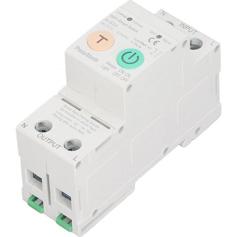 Interrupteur différentiel WiFi 2P 63A, disjoncteur intelligent avec télécommande, installation rail DIN, AC230V, compteur de consommation, protection fuite. (1/5)