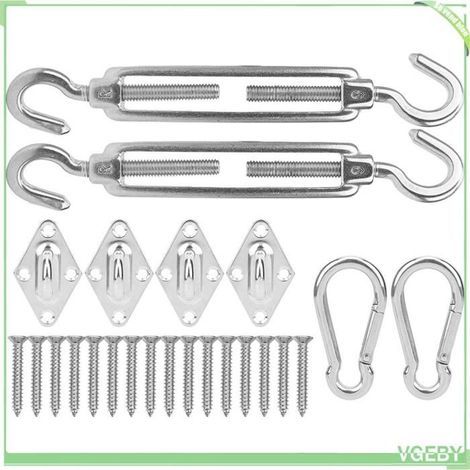Accessoire d'auvent - FAFEICY - Kit de quincaillerie - Acier inoxydable - Haute résistance - Pour voiles d'ombrage (1/5)
