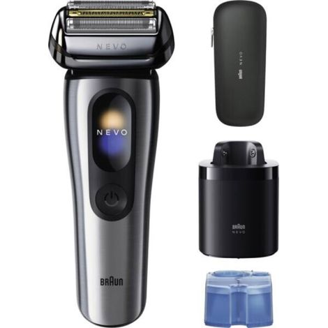 Braun Nevo 11000CC Elektrorasierer mit AeroTouch-Technologie und 7-in-1 Reinigungssystem, Silber