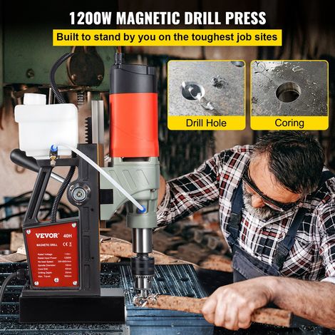 Perceuse Magnétique 1200 W Perceuse à Colonne 13000 N Foreuse sur Colonne 36 x 28 x 12 cm Deux Bits Pratiques pour la Construction… (1/5)