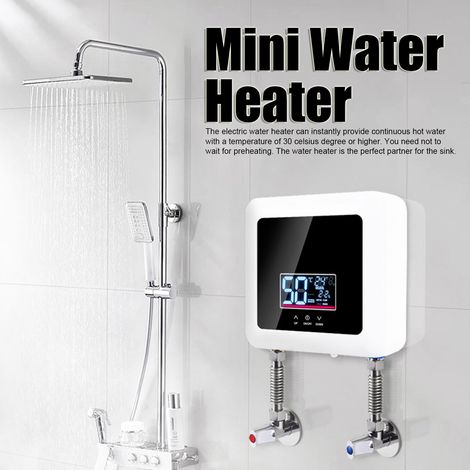 SJLERST Chauffe-Eau électrique sans réservoir, 7500W Mini Chauffe-Eau électrique instantané Douche sans réservoir Système d'eau Chaude Cuisine Mini Chauffe-Eau électrique instantané (1/5)