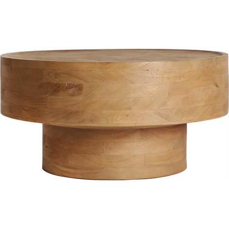Table basse ronde en bois de manguier - bois clair (1/3)
