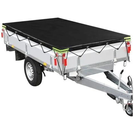 Bâche pour remorque 212 x 123 x 8 cm – Tissu Oxford imperméable – Protection contre les intempéries – Œillets métalliques renforcés – Charge maximale : 500-750 kg (1/5)