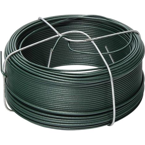 1 - Fil De Fer Plastifié - Support Intégré - Résistant Aux Intempéries Pour Clôture Et Jardinage - Vert - 50m - Section 0,8x1,2mm