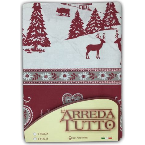 COUVRE-TOUT GRAND FOULARD JETÉ CANAPÉ EN TISSU TYROLIEN GARDENA ROUGE 2 PLACES