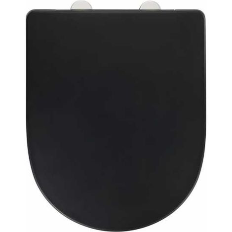 WENKO Copriwater Exclusive n° 3, sedile WC con chiusura automatica, per Villeroy & Boch O. novo e ceramiche comuni, copriwater in duroplast antibatterico, 36,5 x 45 cm, nero (1/3)