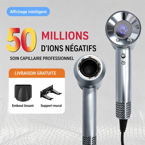 Sèche-cheveux haute vitesse C6S avec affichage numérique et embout concentrateur 1500W 220V c6s affichage numérique 33,5 × 23,5 × 11 cm 800 g – Livraison gratuite