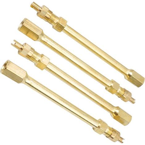 Kupferne Reifenventilverlängerungen, 10 cm Verlängerungsschlauch zum Aufpumpen von Reifen, Autoventilverlängerung, geeignet für Motorräder, Fahrräder und Autos (gold) (1/4)