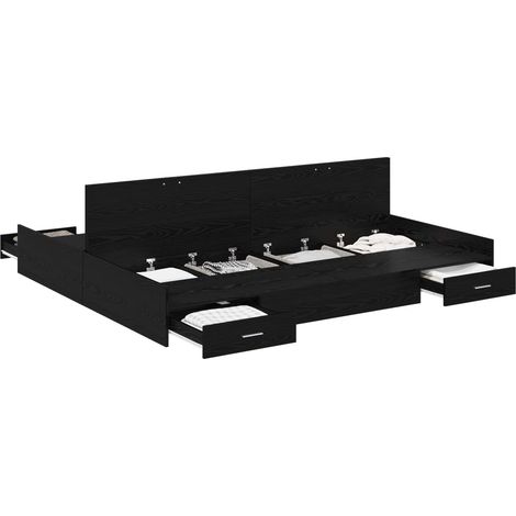 Maison Exclusive - Aufbewahrungsbettgestell Schwarz Eichen-Optik