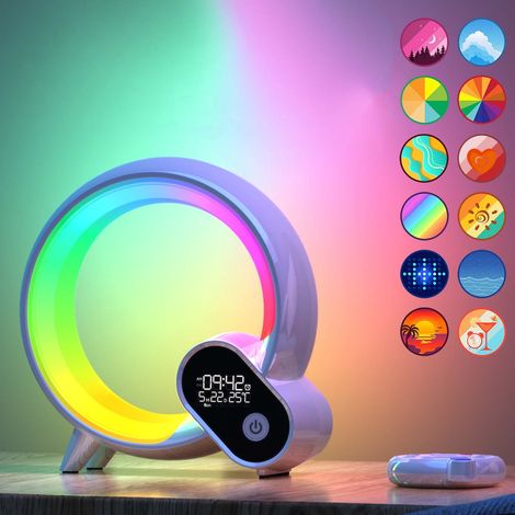 Lampe De Table Multifonctionnelle Bluetooth App Led Horloge Réveil Lumière De Nuit - 1 Pièce (1/5)